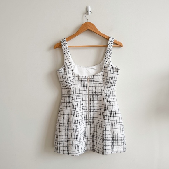 New! MESHKI • Beth Tweed Mini Dress in White Check - Picture 7 of 14